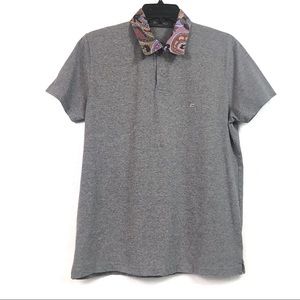 ETRO GRAY MENS POLO SHORT SLEEVE SHIRT SIZE MEDIUM